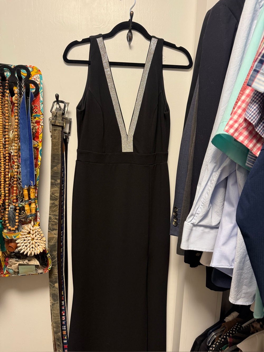 Lulus Stunned By You Black Rhinestone Mermaid Maxi Dress - Size L - Picture 2 of 6